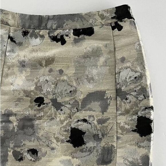 Reiss Malika Black, Grey, Silver & Champagne Metallic Skirt, US Size 8, EUC - Picture 1 of 12